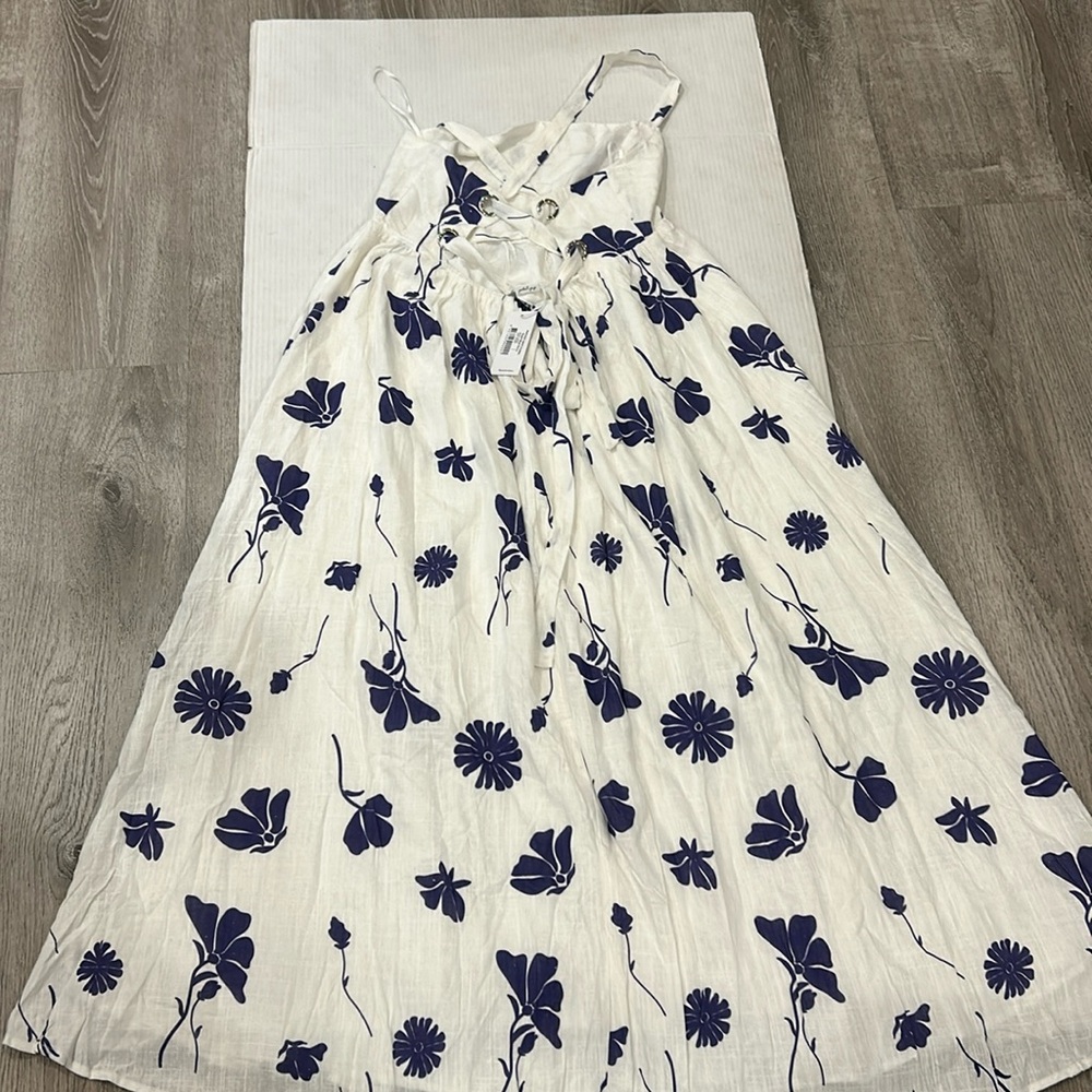 Petal & Pup White Maxi Dress with Blue Floral Print - Picture 8 of 15